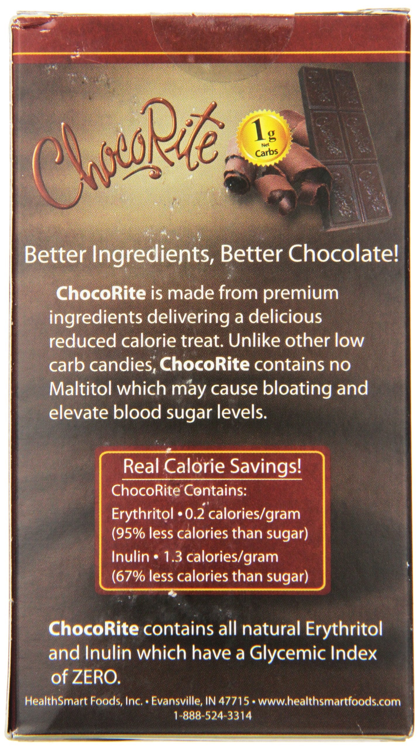 ChocoRite bar showing zero maltitol and low carbohydrate
