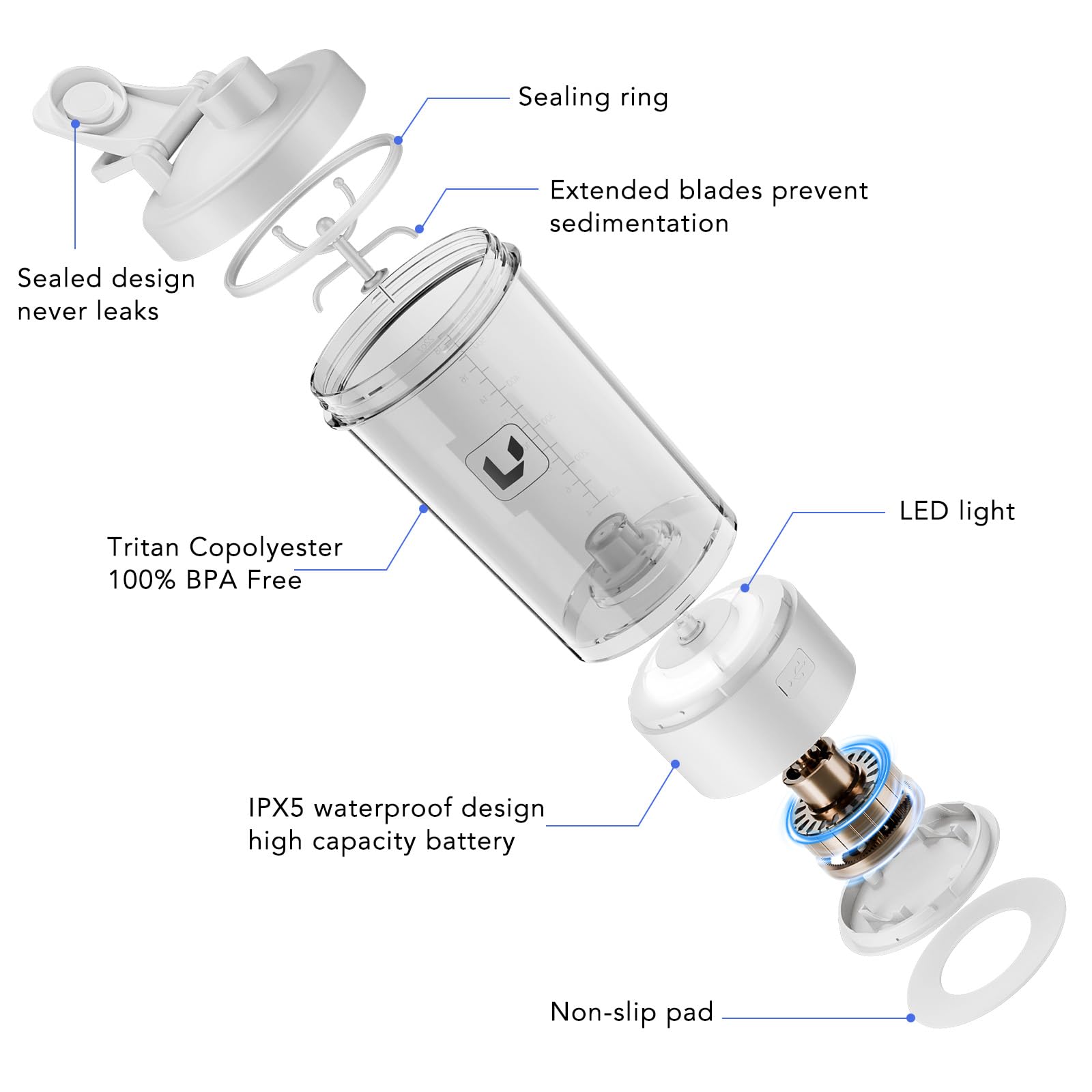 Cholas shaker charging via USB-C to emphasize long-lasting power