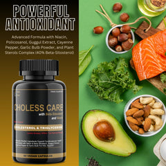 Ingredients list showing garlic, niacin, and plant sterols