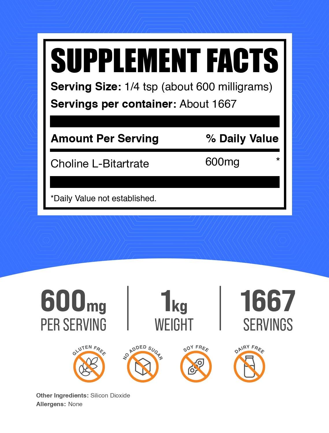 Choline Bitartrate Powder 600 mg per serving