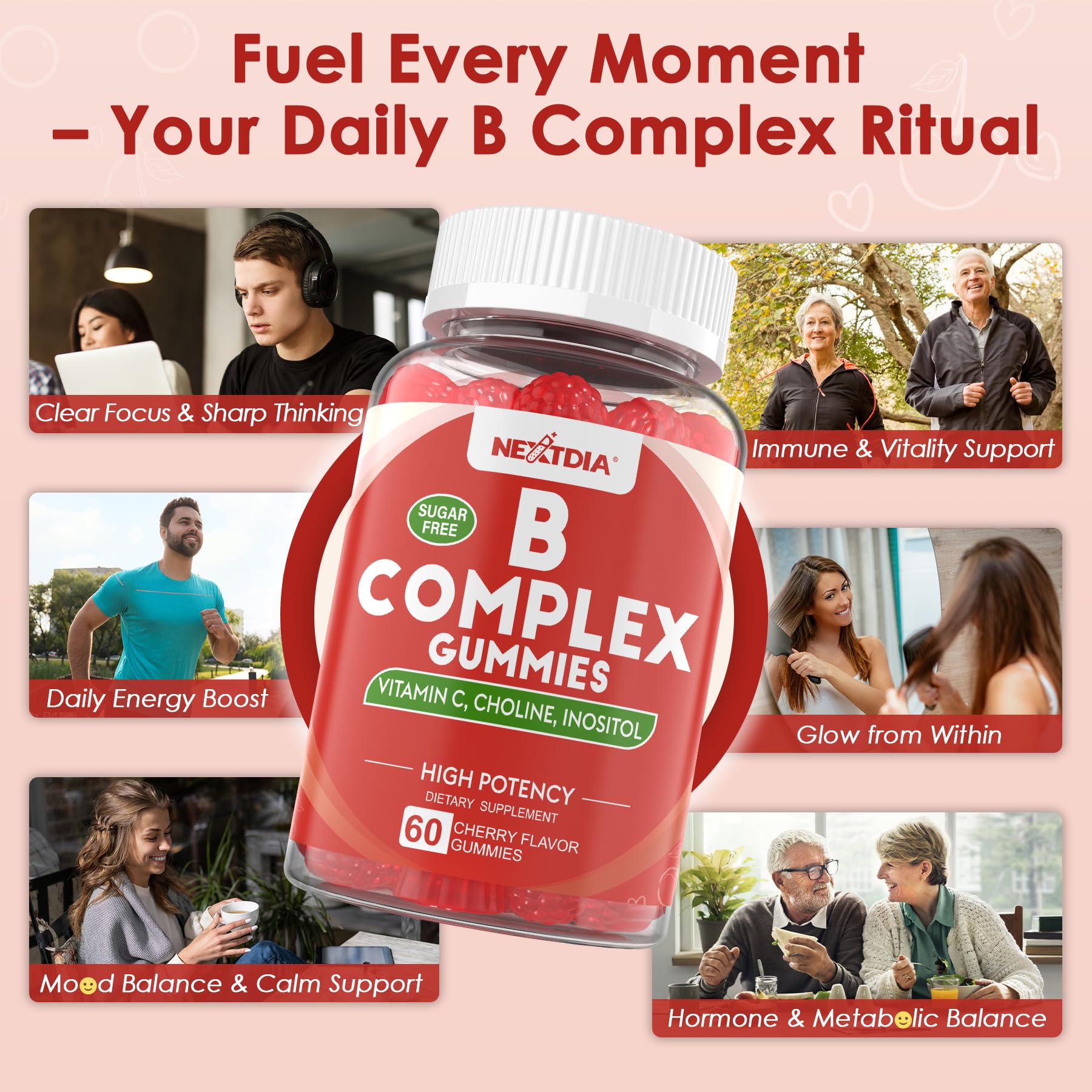 Vitamin C and zinc added to B-complex gummies