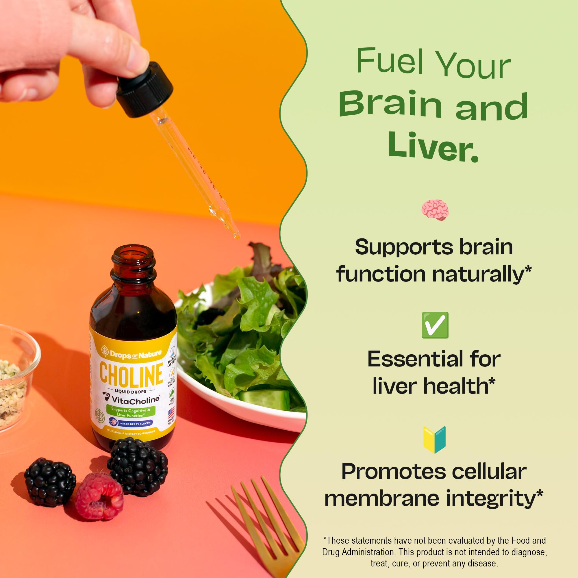 2 mL dosing illustration for Choline Liquid Drops