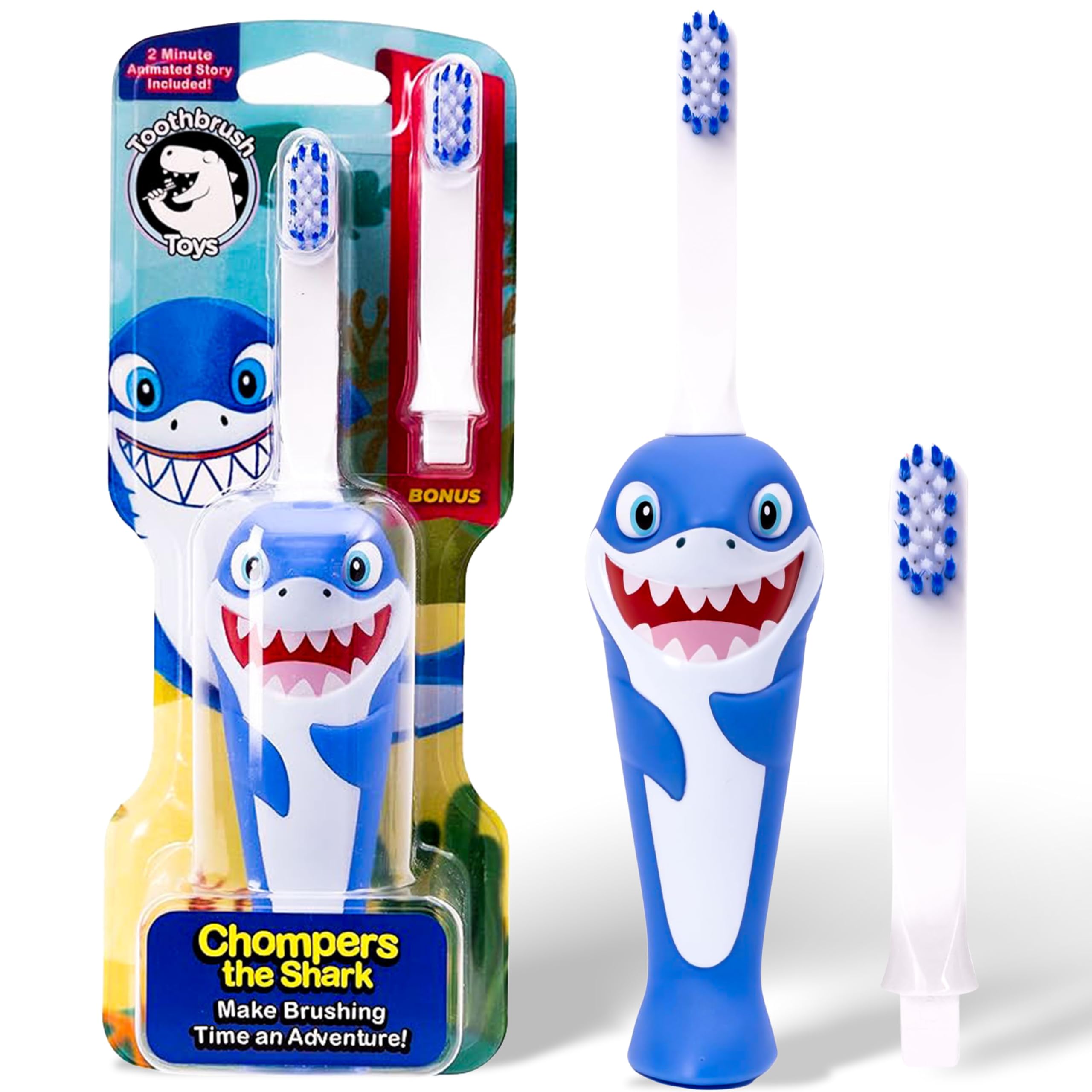 Close-up of Chompers timer with bright colors and character
