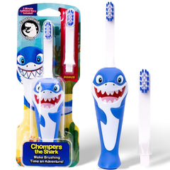 Close-up of Chompers timer with bright colors and character