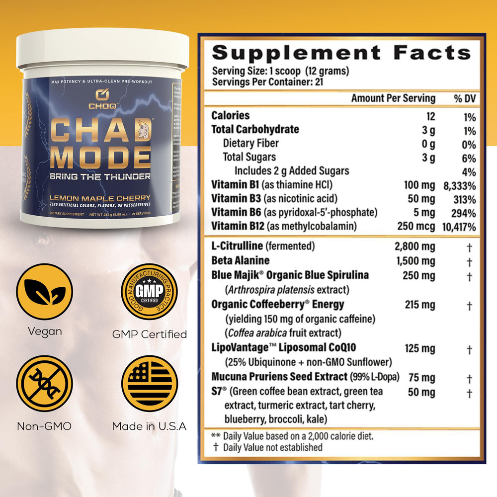 CHOQ Chad Mode preworkout-ritual captures an on-the-go lifestyle with clean energy.