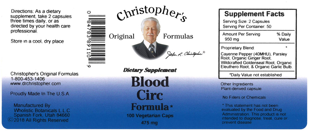 Blood Circ Formula capsules in a bottle for daily routine use