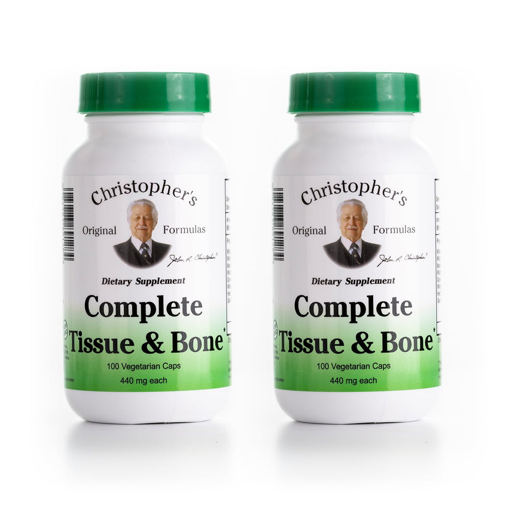 Christopher's Original Formulas Complete Tissue & Bone Formula bottle with 100 vegan capsules