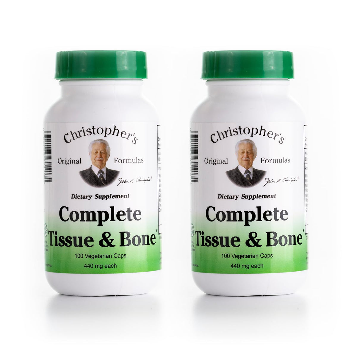 Christopher's Original Formulas Complete Tissue & Bone Formula bottle with 100 vegan capsules