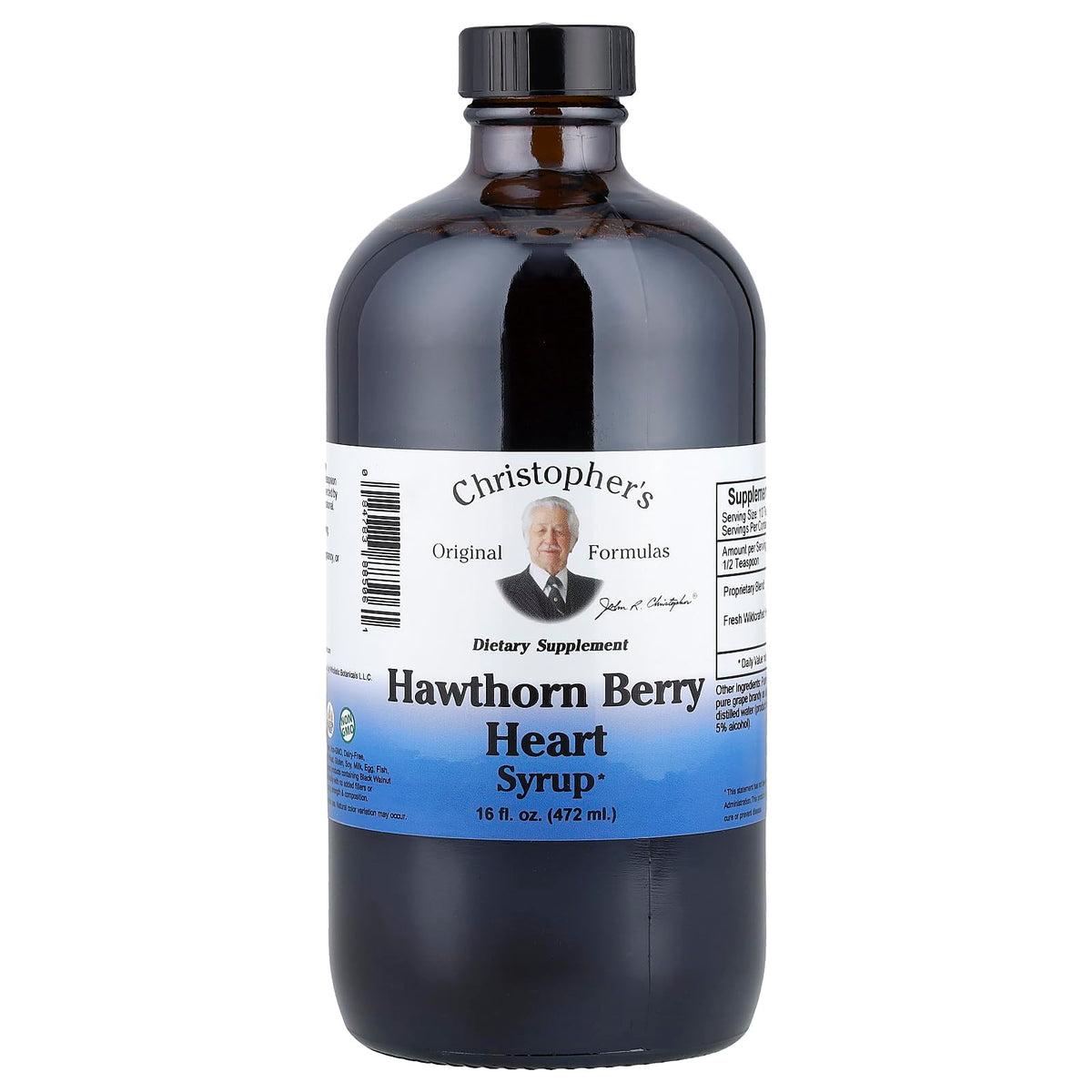 Bottle of Christopher's Original Formulas Hawthorn Berry Heart Syrup, 16 oz