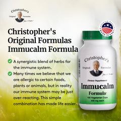Christopher's Original Formulas Immucalm on-the-go bottle shown for travel-friendly immune support.