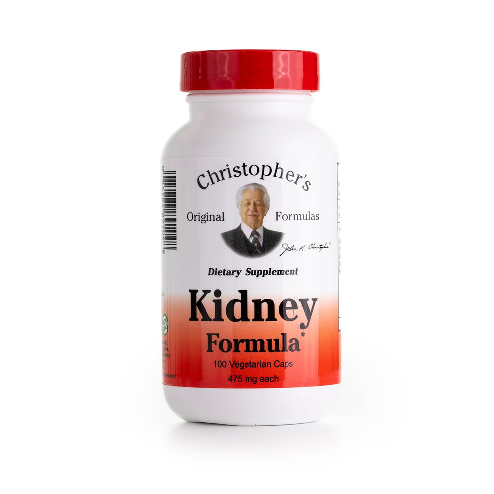 Christopher's Original Formulas kidney formula bottle displays herbal blend for urinary support
