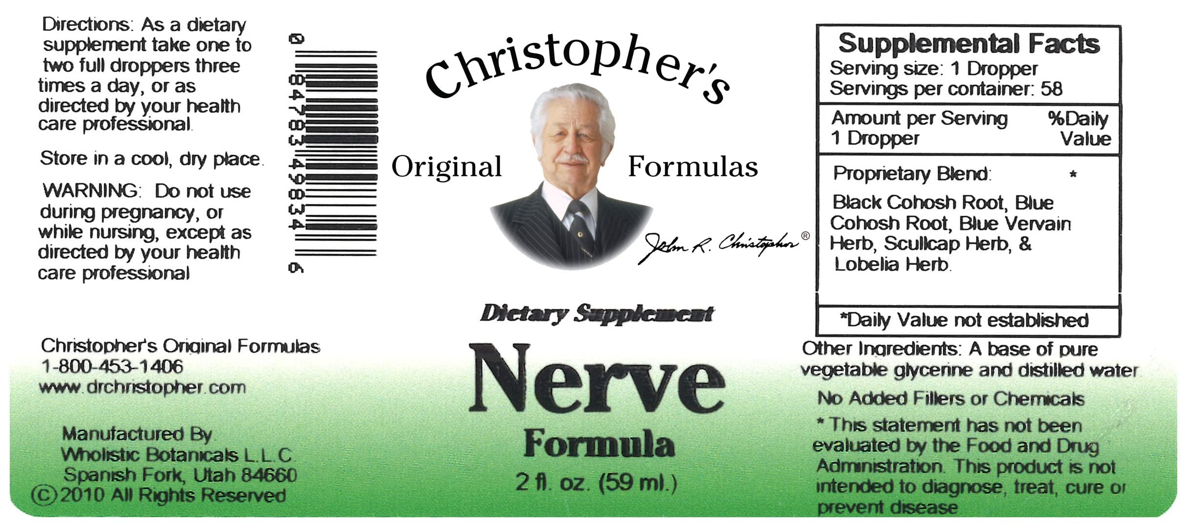 Liquid extract dropper for Christopher's Original Formulas Nerve Formula 2 oz