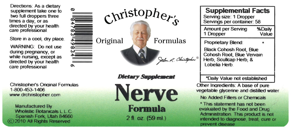 Christopher's Original Formulas Nerve Formula in use glass showing calm moments.