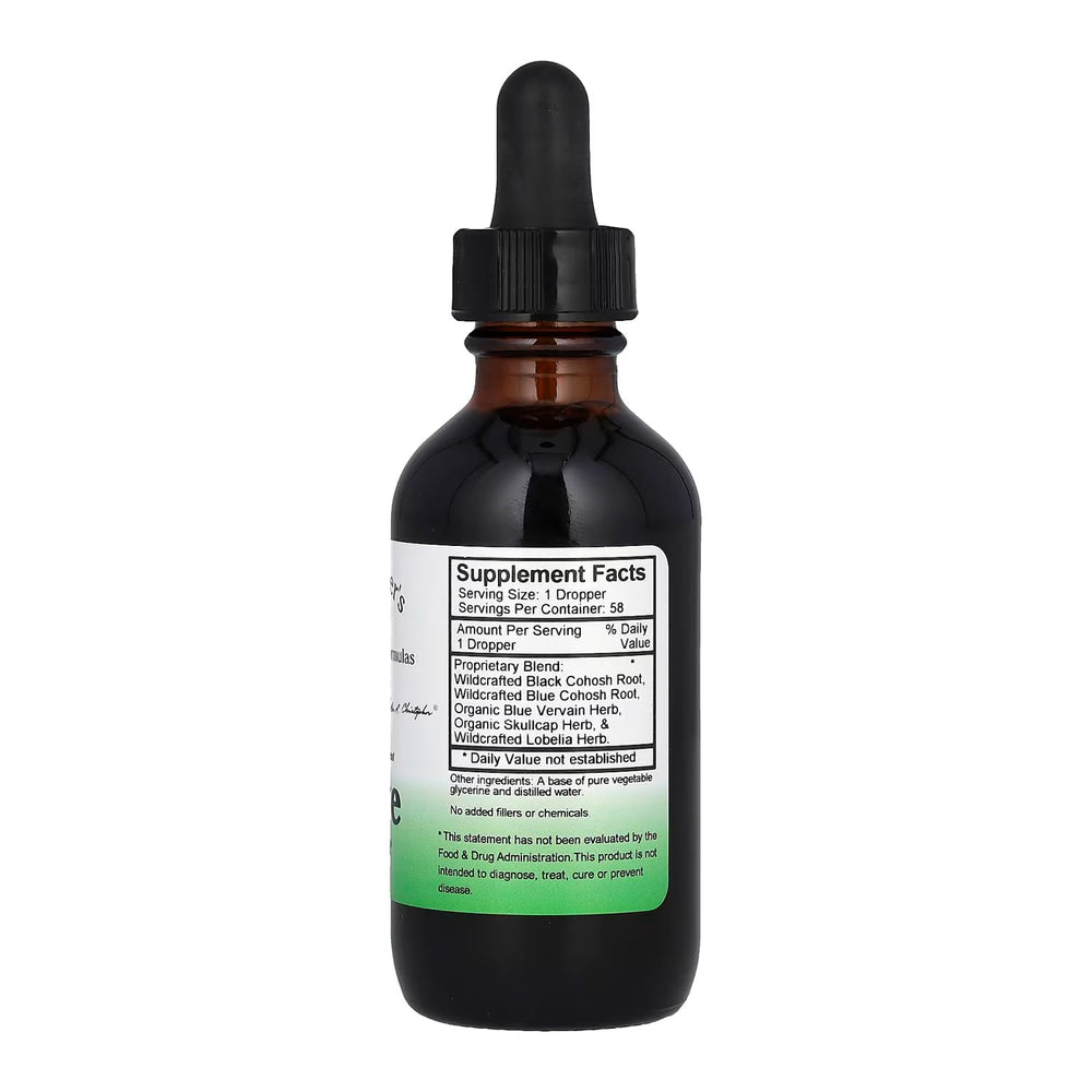 Christopher's Original Formulas Nerve Formula label closeup highlighting calming herbs.