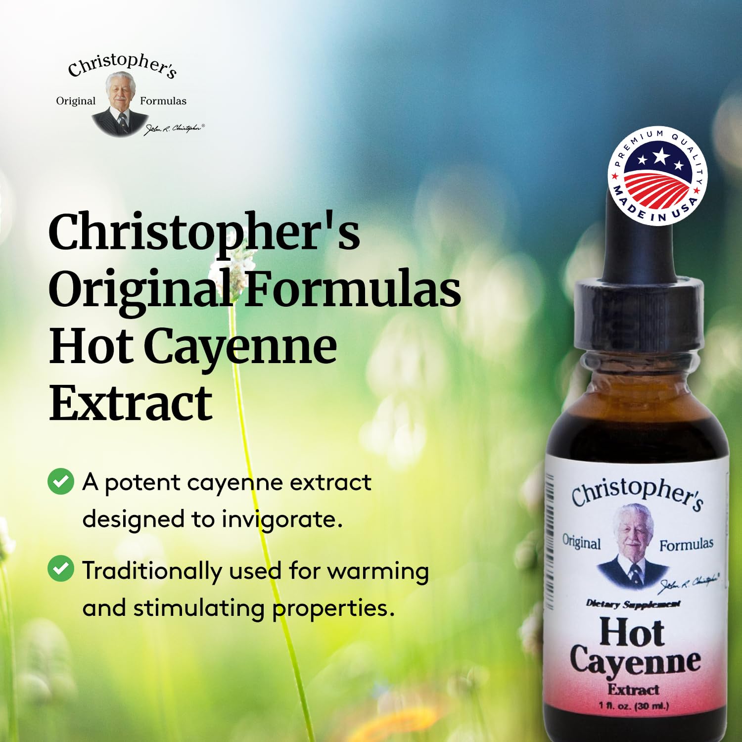 Packaging for Christopher's Original Formulas Hot Cayenne Extract