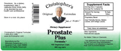 Prostate Plus Formula bottle label with Saw Palmetto, Mullein and Ginkgo biloba