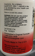 Christopher's Original Formulas Quick Colon Part 1 capsules closeup — gentle, regularity-friendly formulation.