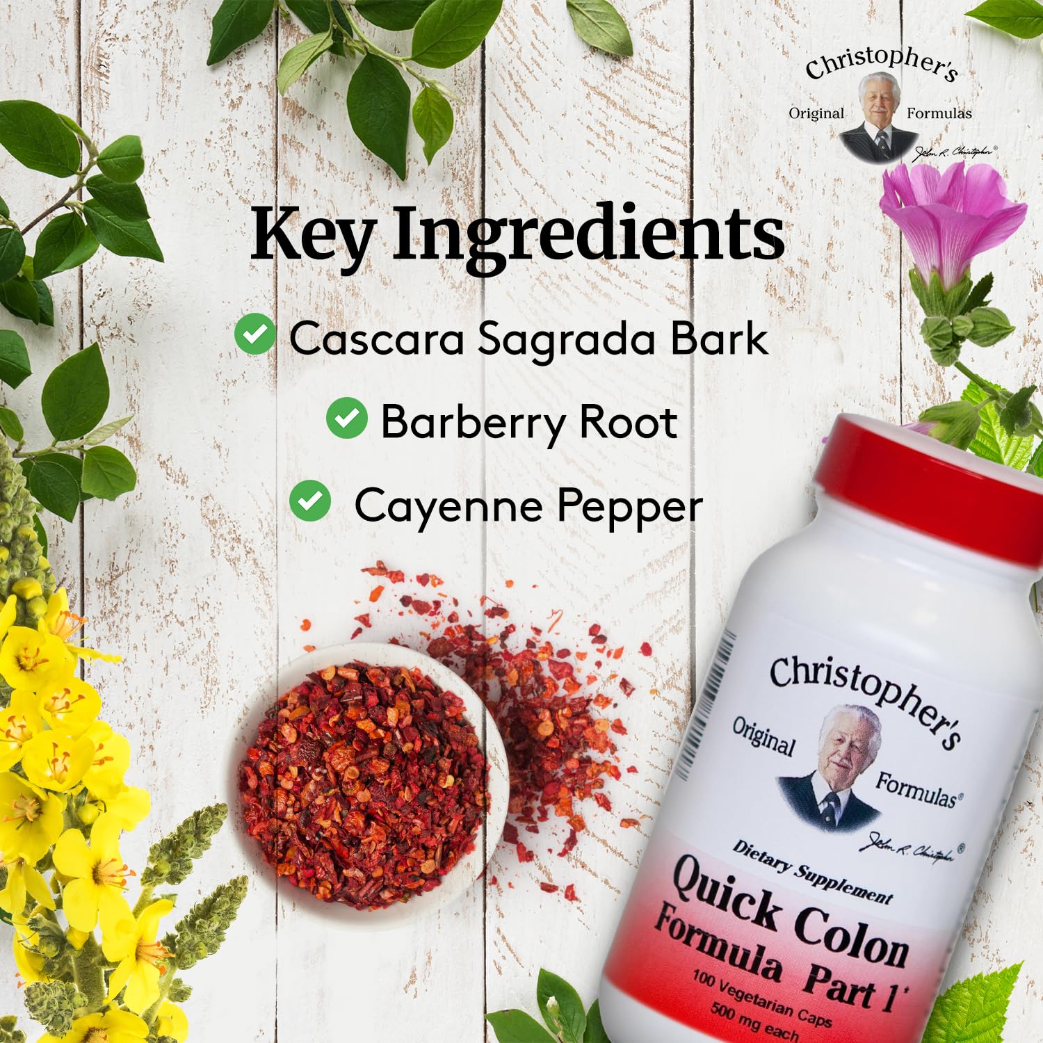 Cascara sagrada label on Christopher's Original Formulas Quick Colon Part 1