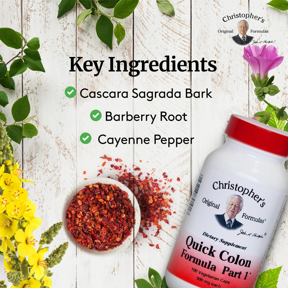 Cascara sagrada label on Christopher's Original Formulas Quick Colon Part 1