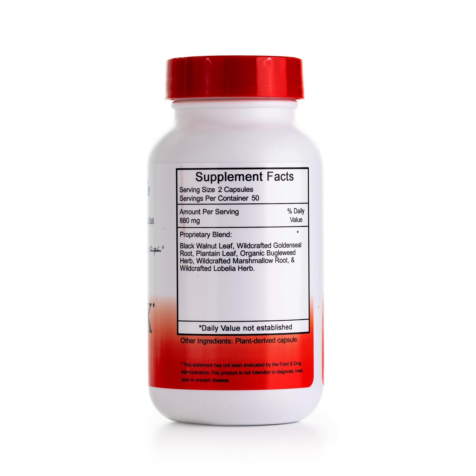 Close-up of X-INFX Formula ingredients including Echinacea, Goldenseal, Marshmallow