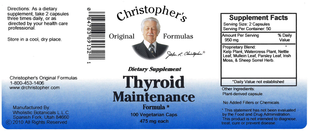 Bottle of Thyroid Maintenance with Dr. Christopher herbal philosophy