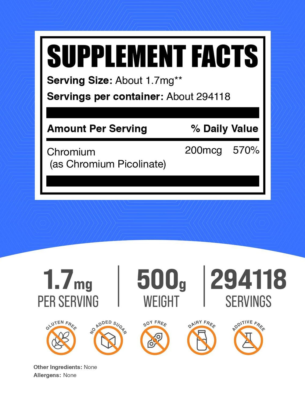 Measuring spoon with chromium picolinate powder for a 200mcg dose