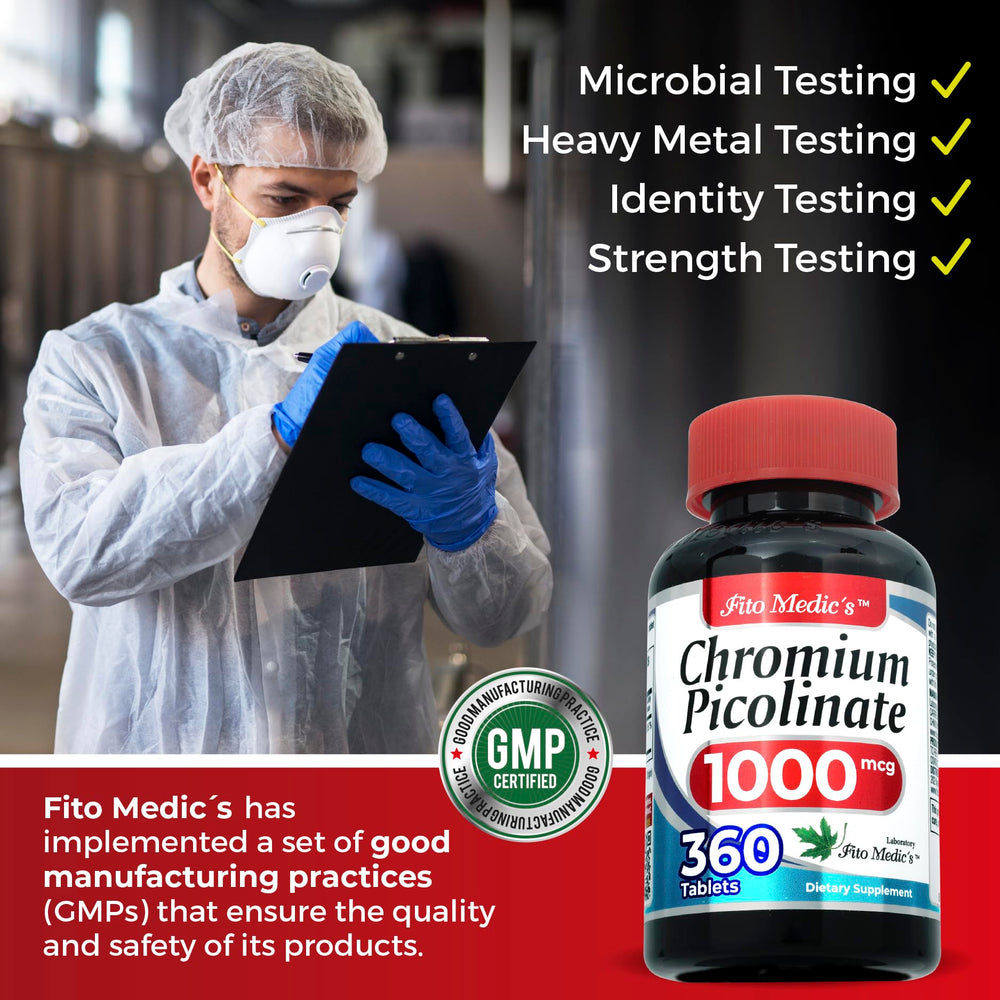 Chromium Picolinate tablets shown with a glass of water