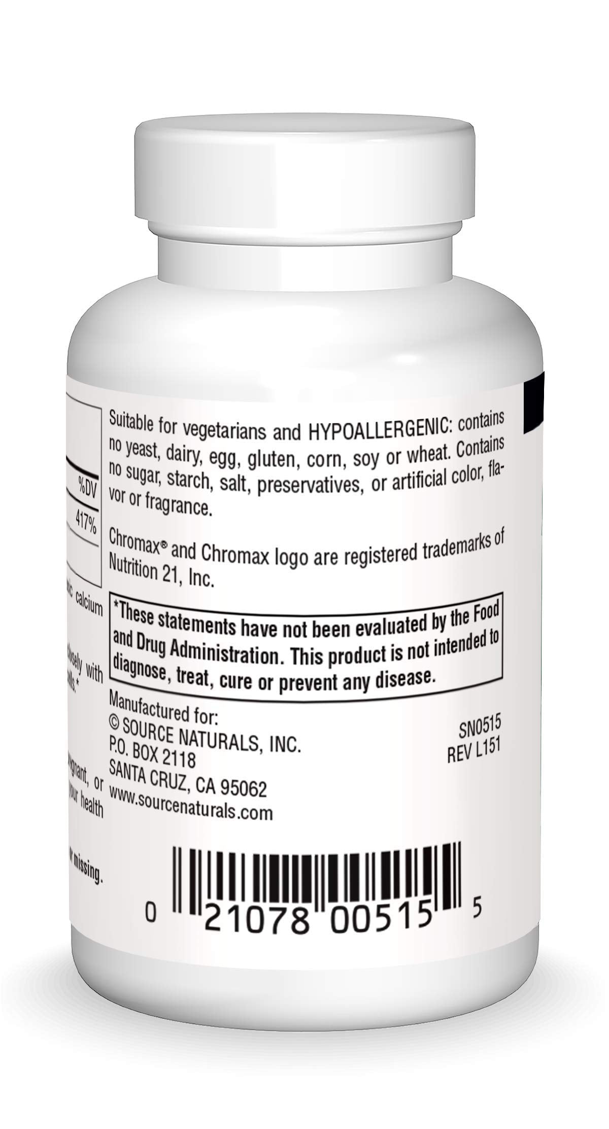 Chromium Picolinate yeast-free dietary supplement