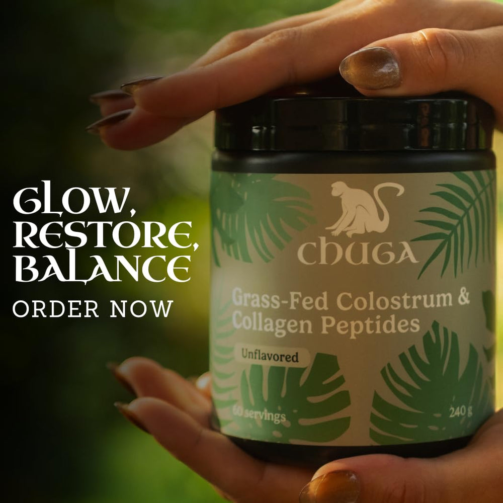 Lifestyle shot: smoothie prepared with Chuga powder