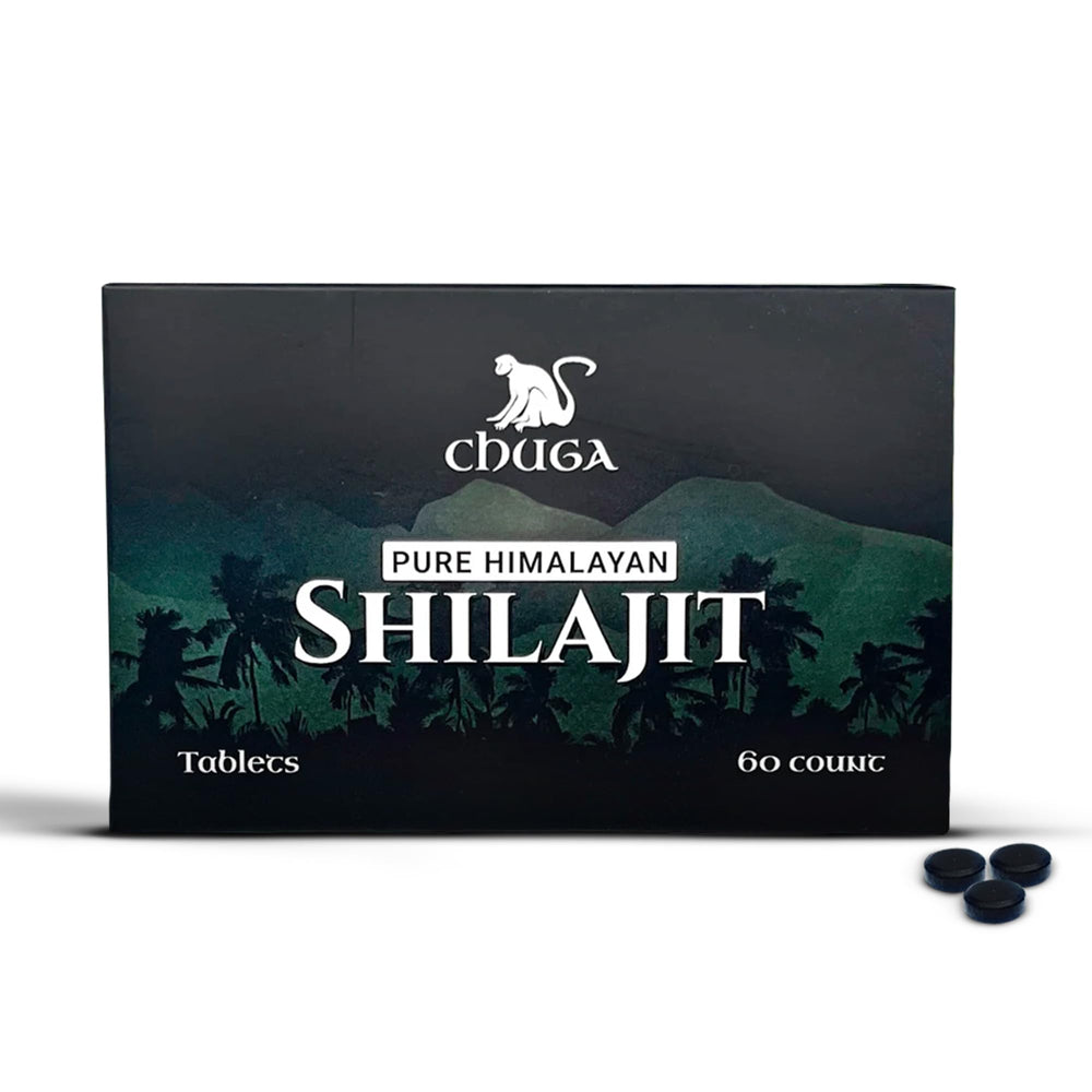 Chuga Himalayan Shilajit Tablets bottle with 60 servings