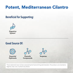 Label of Essence of Pure Cilantro bottle