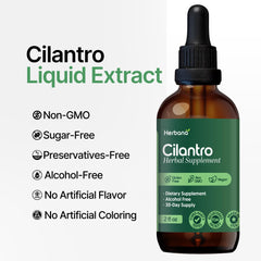 Front view of cilantro tincture bottle with USA-made badge