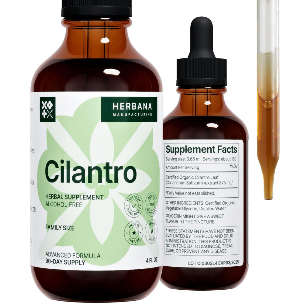 Cilantro Leaf Liquid Extract bottle 4 oz organic tincture