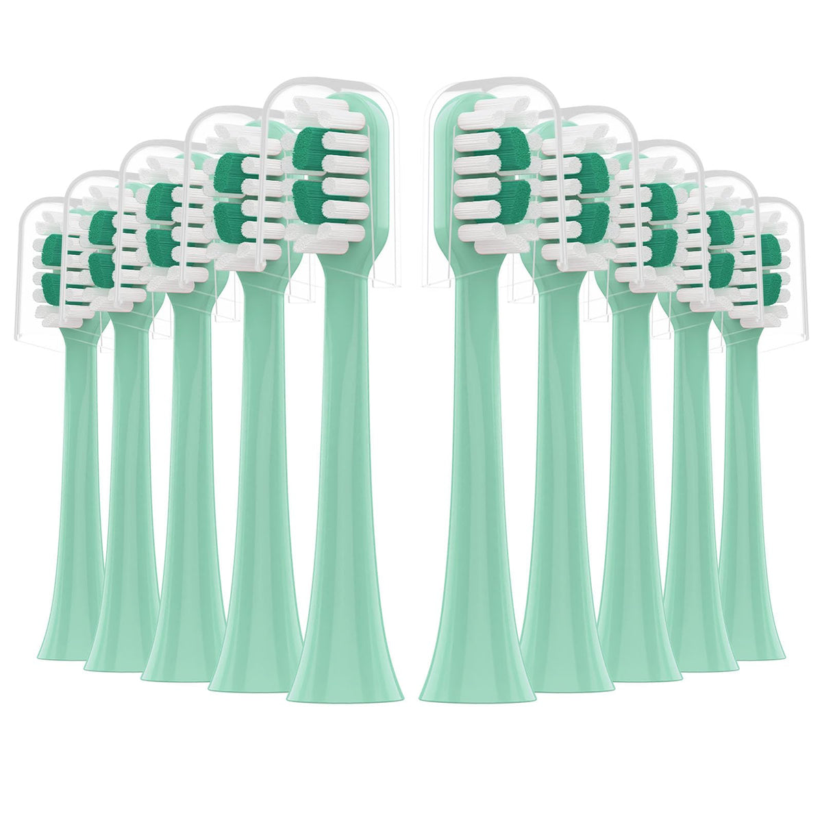 CILGEWH 10-pack replacement toothbrush heads for AquaSonic Icon Mint – front view