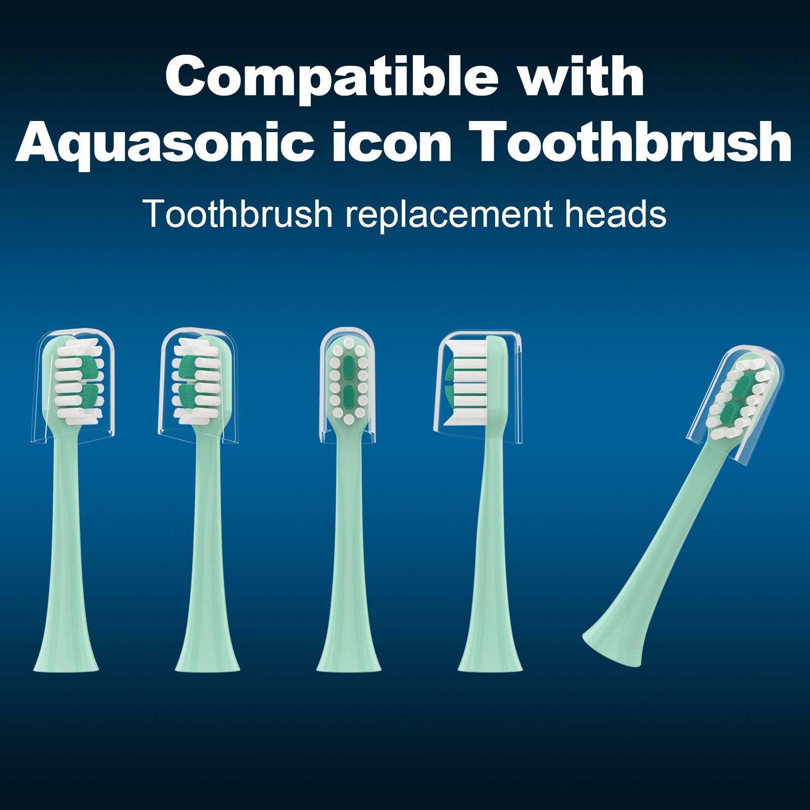 Close-up of CILGEWH replacement toothbrush head tip for AquaSonic Icon Mint