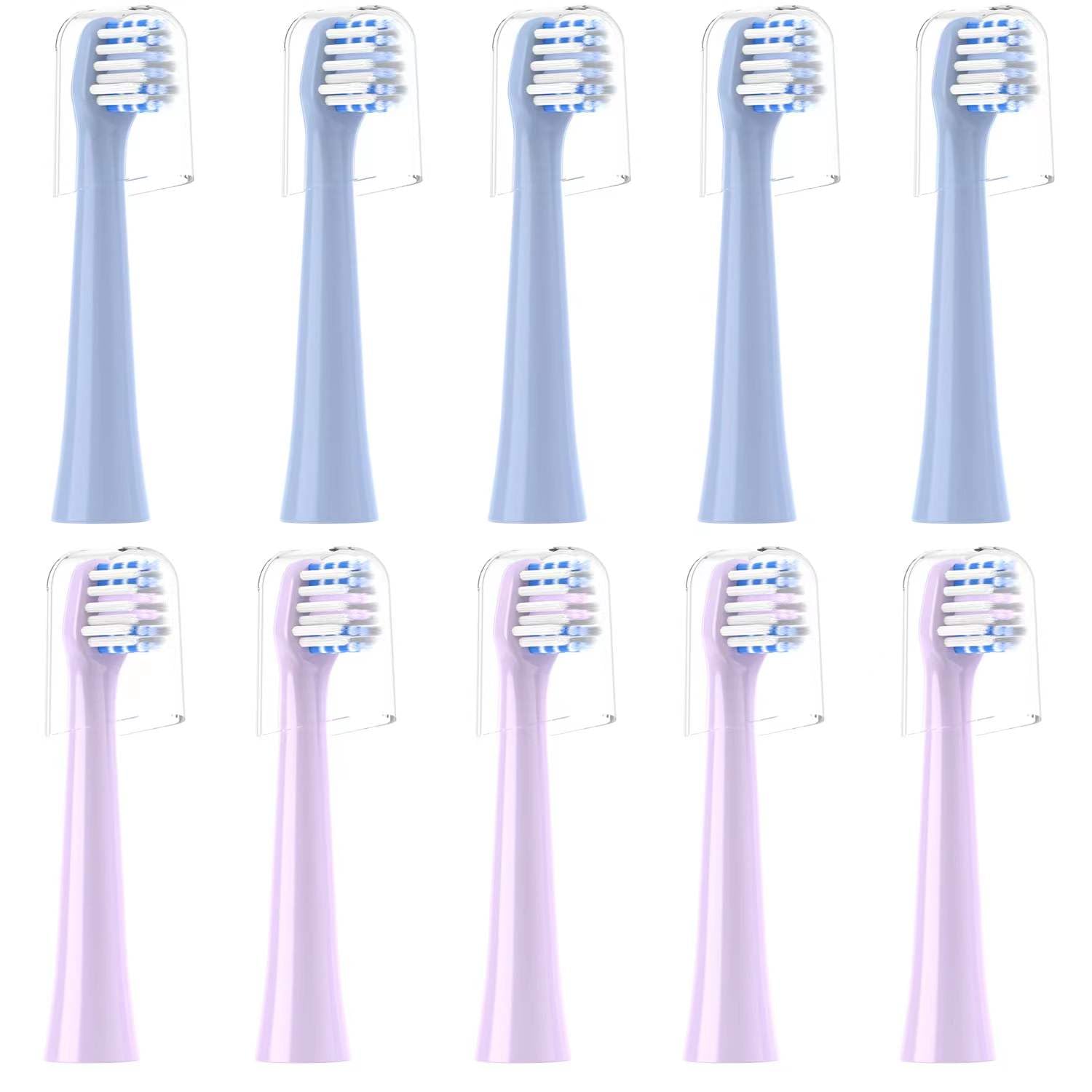 Ten replacement heads arranged for Colgate Hum compatibility