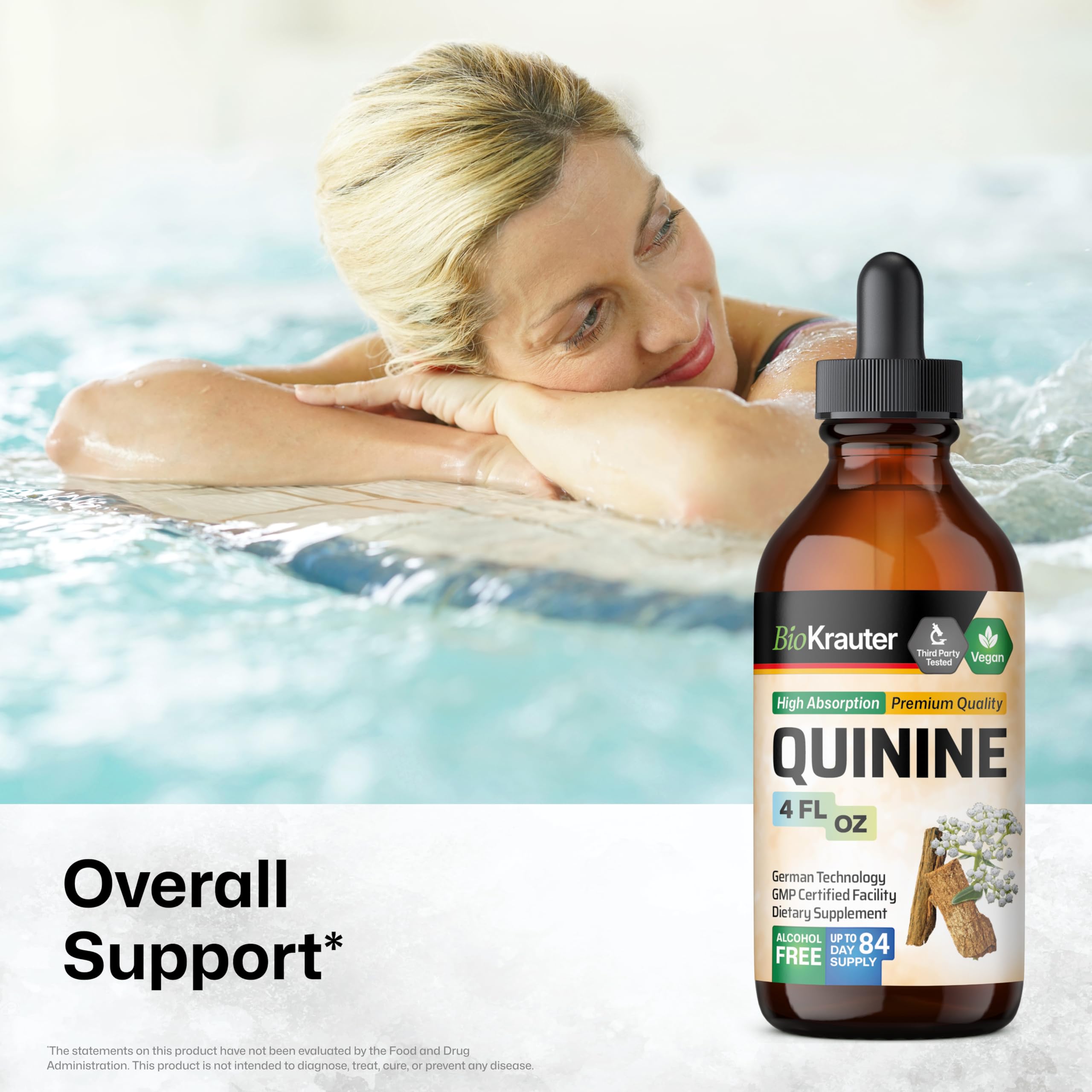 Cinchona bark extract quinine liquid label close-up