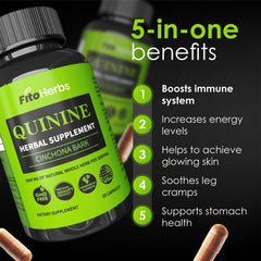 Quinine Cinchona bark 1000mg per serving label