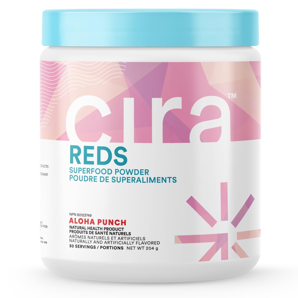 Cira Glow-Getter Reds bottle shows vibrant powder for daily energy lift.