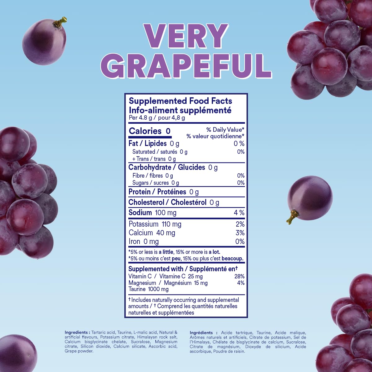 Cira Hydration Powder Very Grapeful tub label highlights clean formula