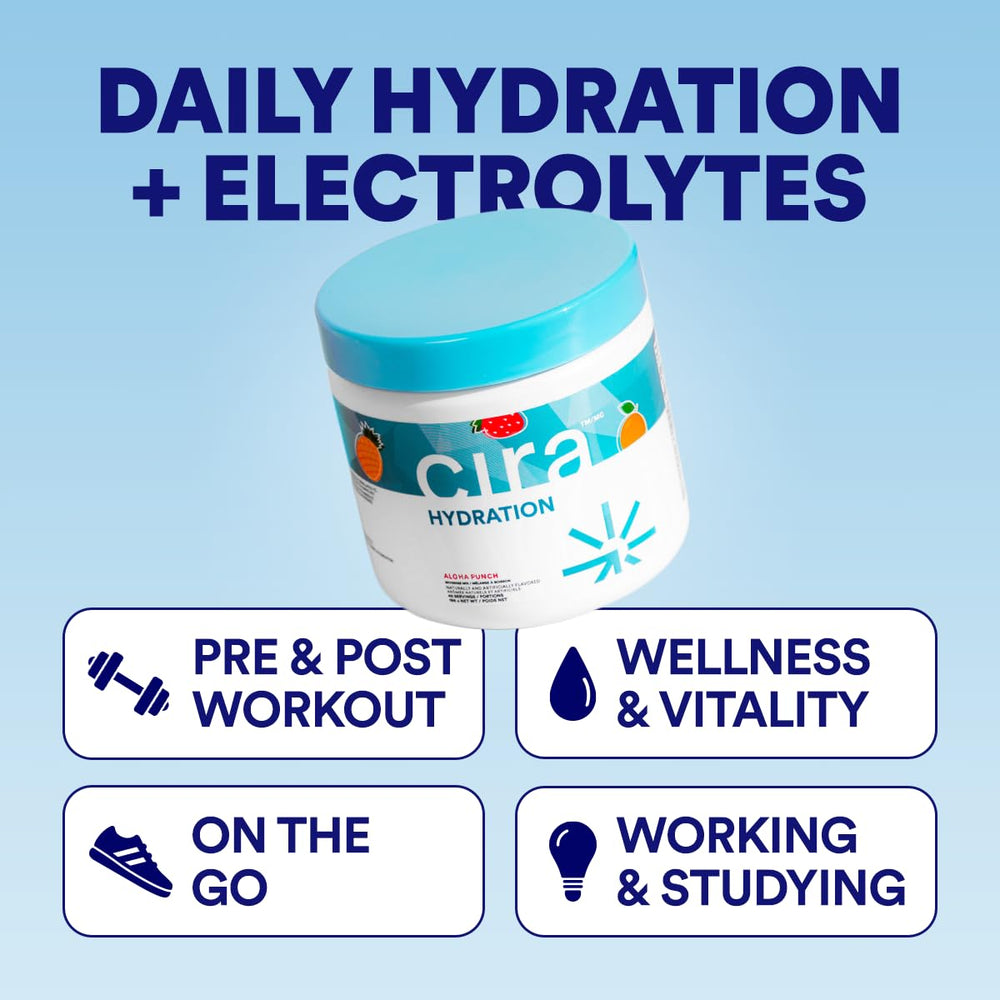 Cira Hydration Himalayan salt visual underscores natural electrolyte source.