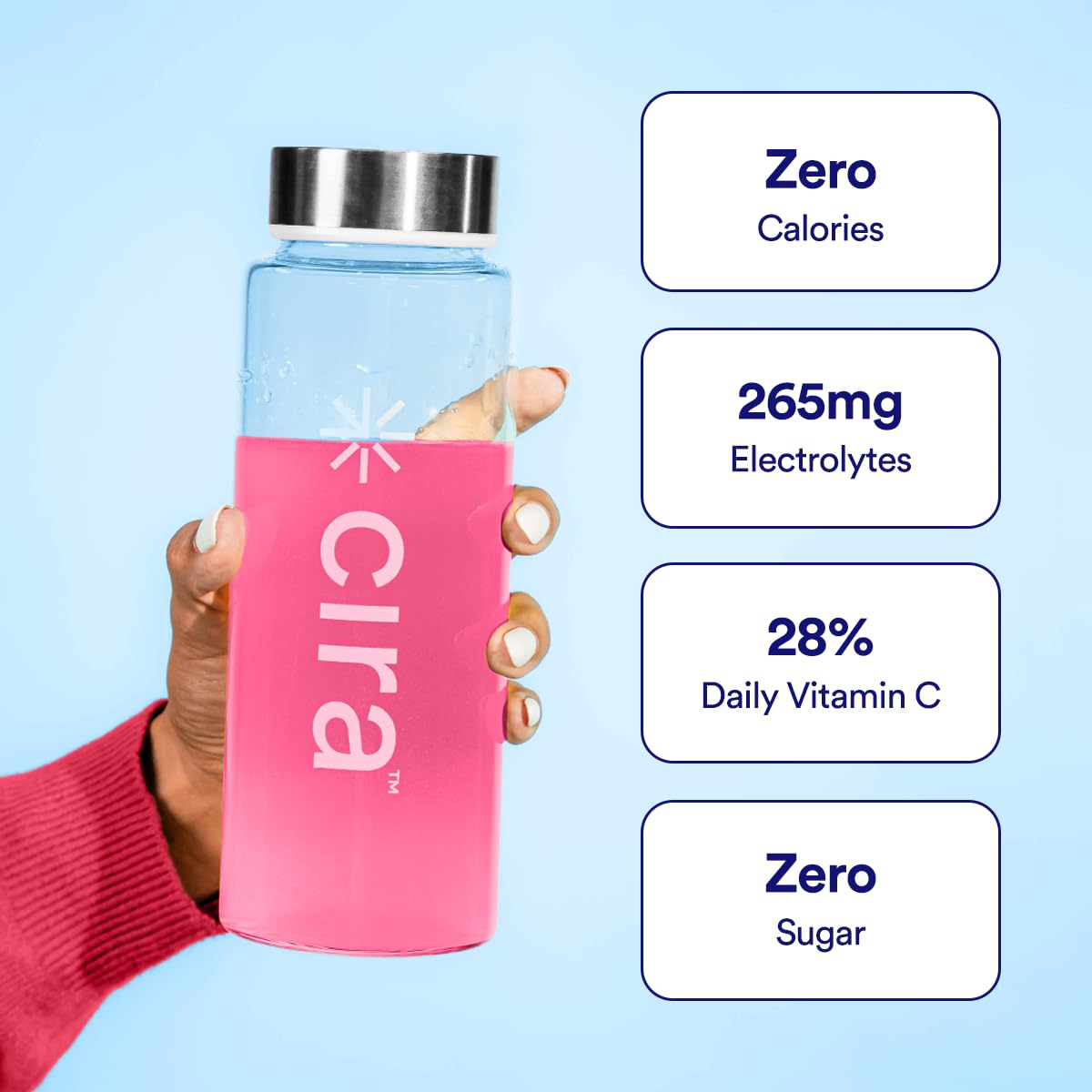 Cira Hydration scoop and tub illustrate easy-to-use hydration powder.