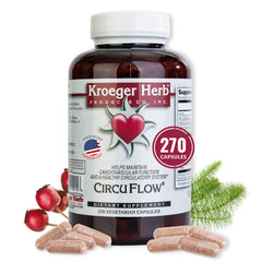Circu Flow bottle showing Hawthorn Heart Support 270 capsules, USA made