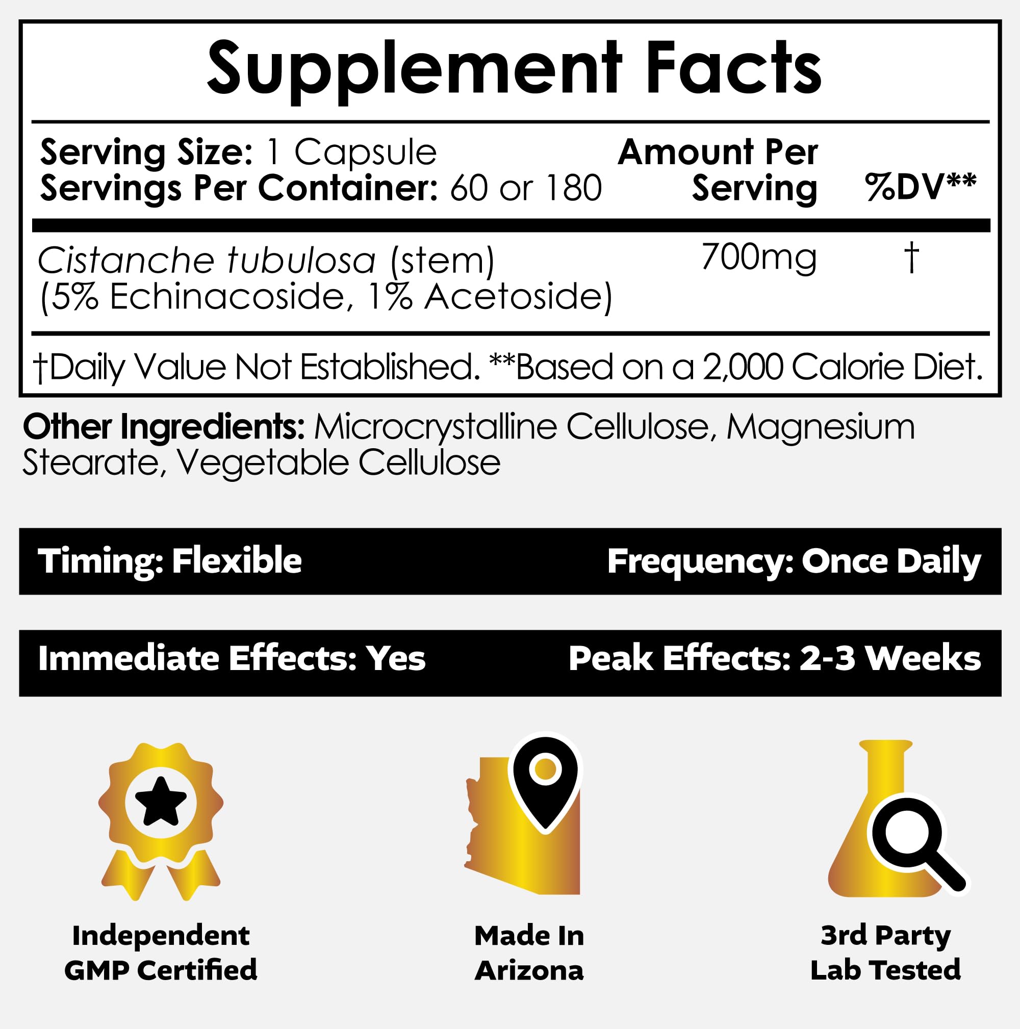 Capsules arranged beside bottle showing 700mg strength and 180-count supply