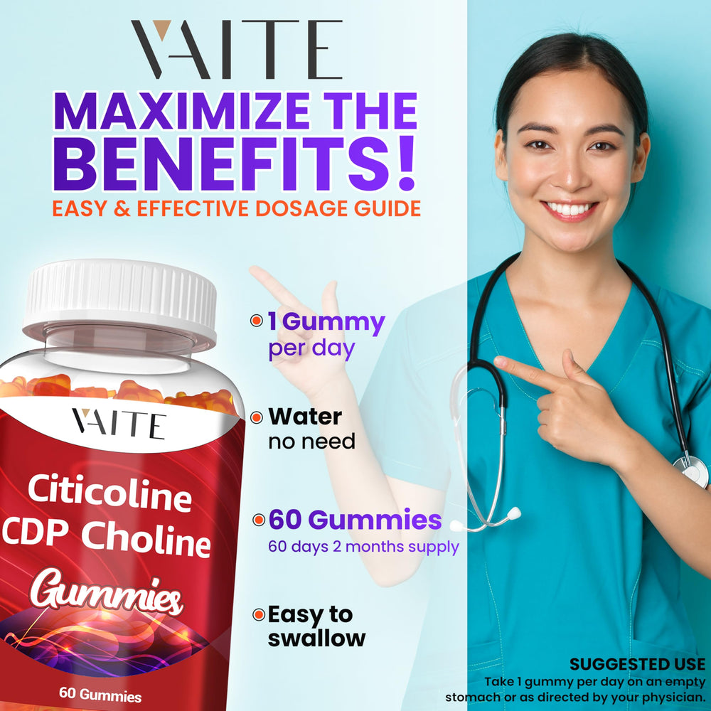 Citicoline 1000mg gummies on a table