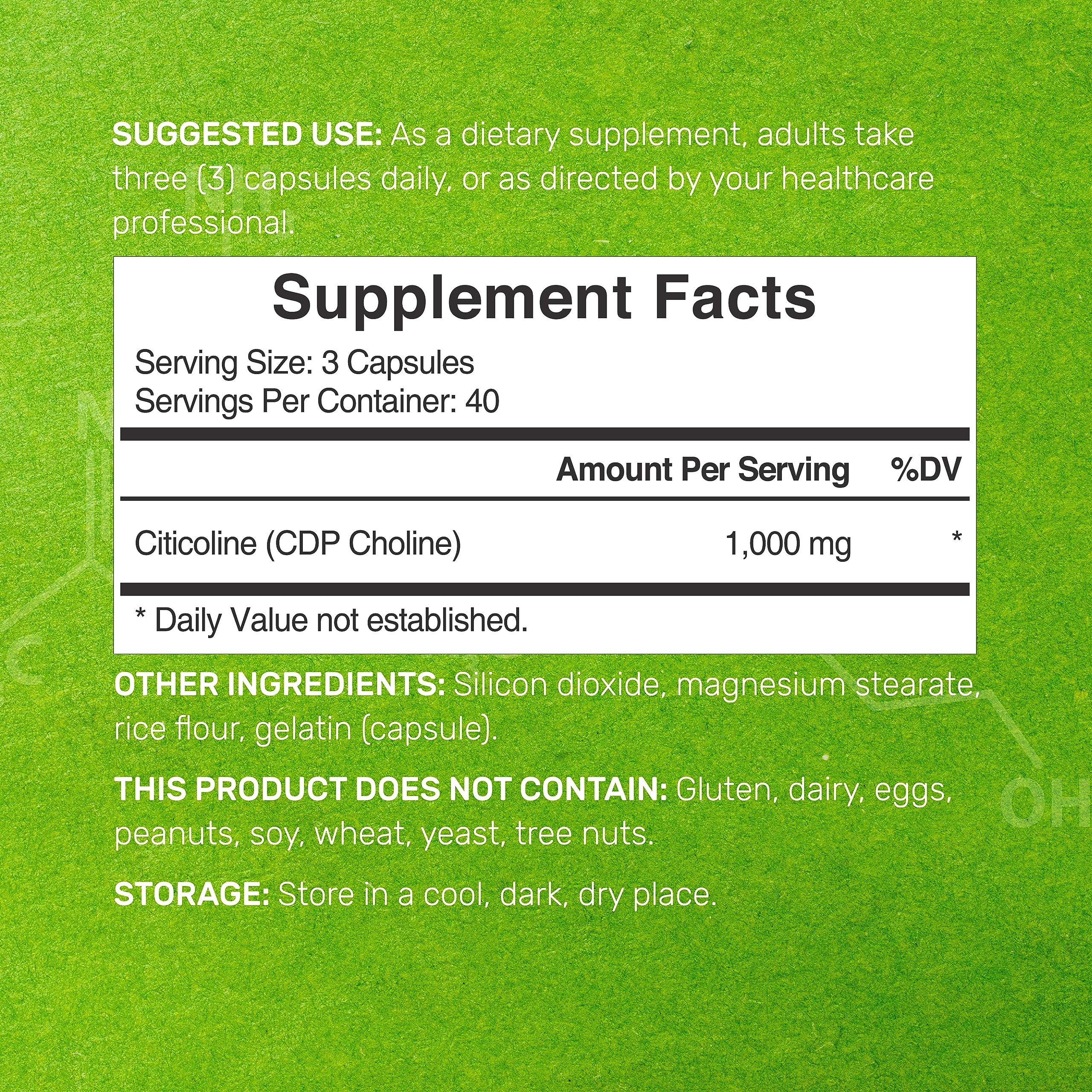 Serving size graphic showing 1000mg citicoline