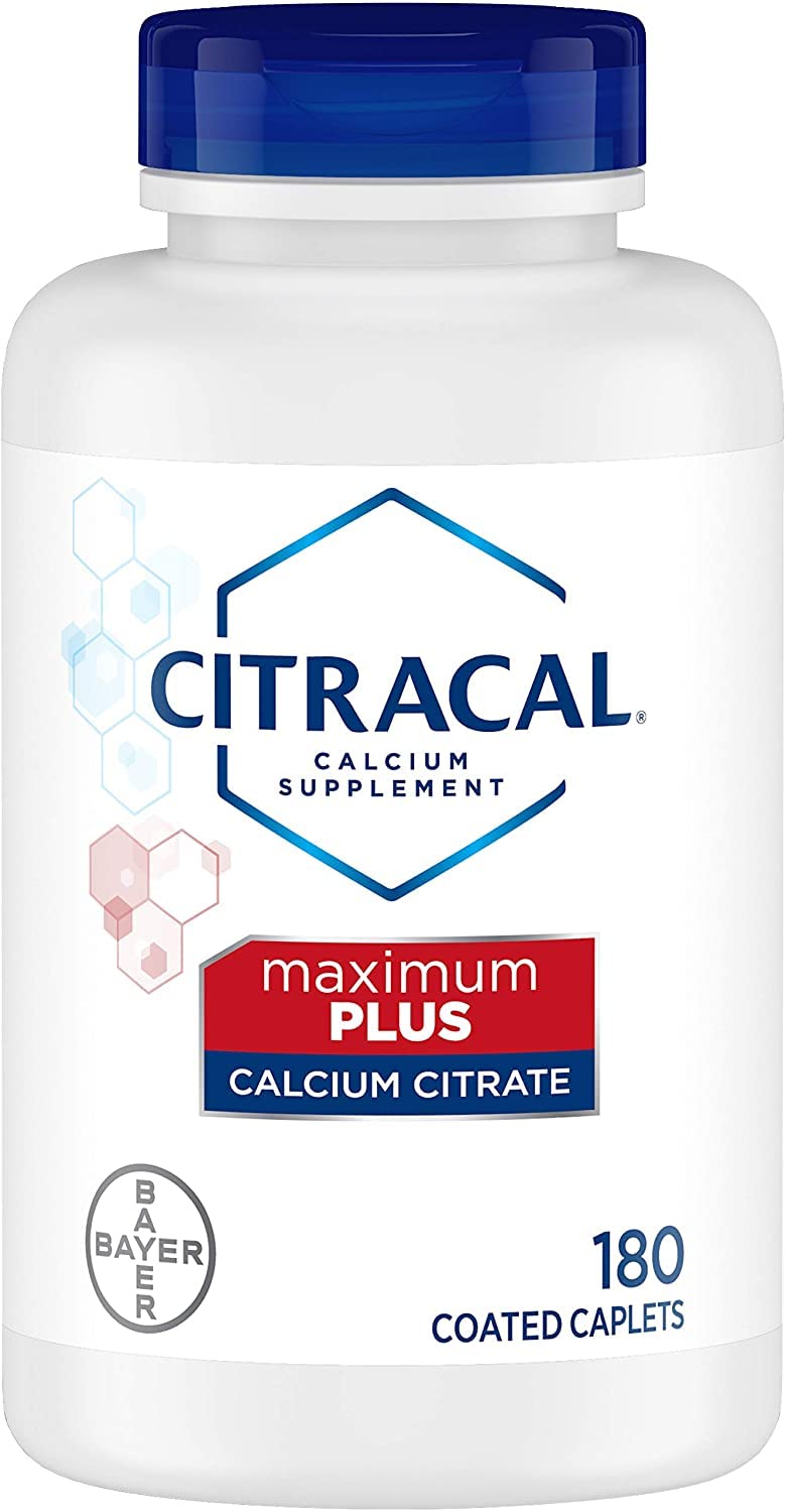 Citracal bottle label featuring calcium citrate with vitamin D coated caplets