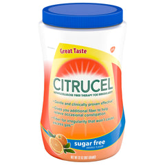 Citrucel Sugar Free Fiber Powder orange flavor 32 oz bottle.