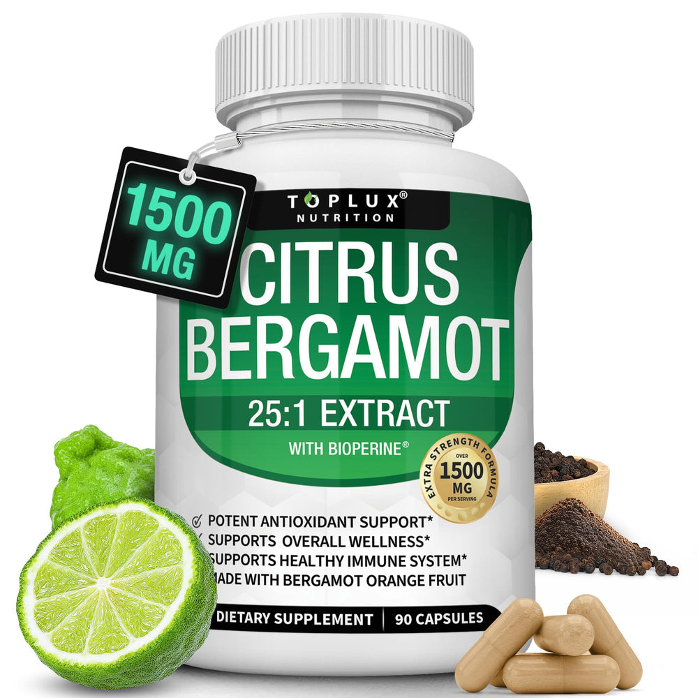 Citrus Bergamot 1500mg 25:1 extract bottle and capsules