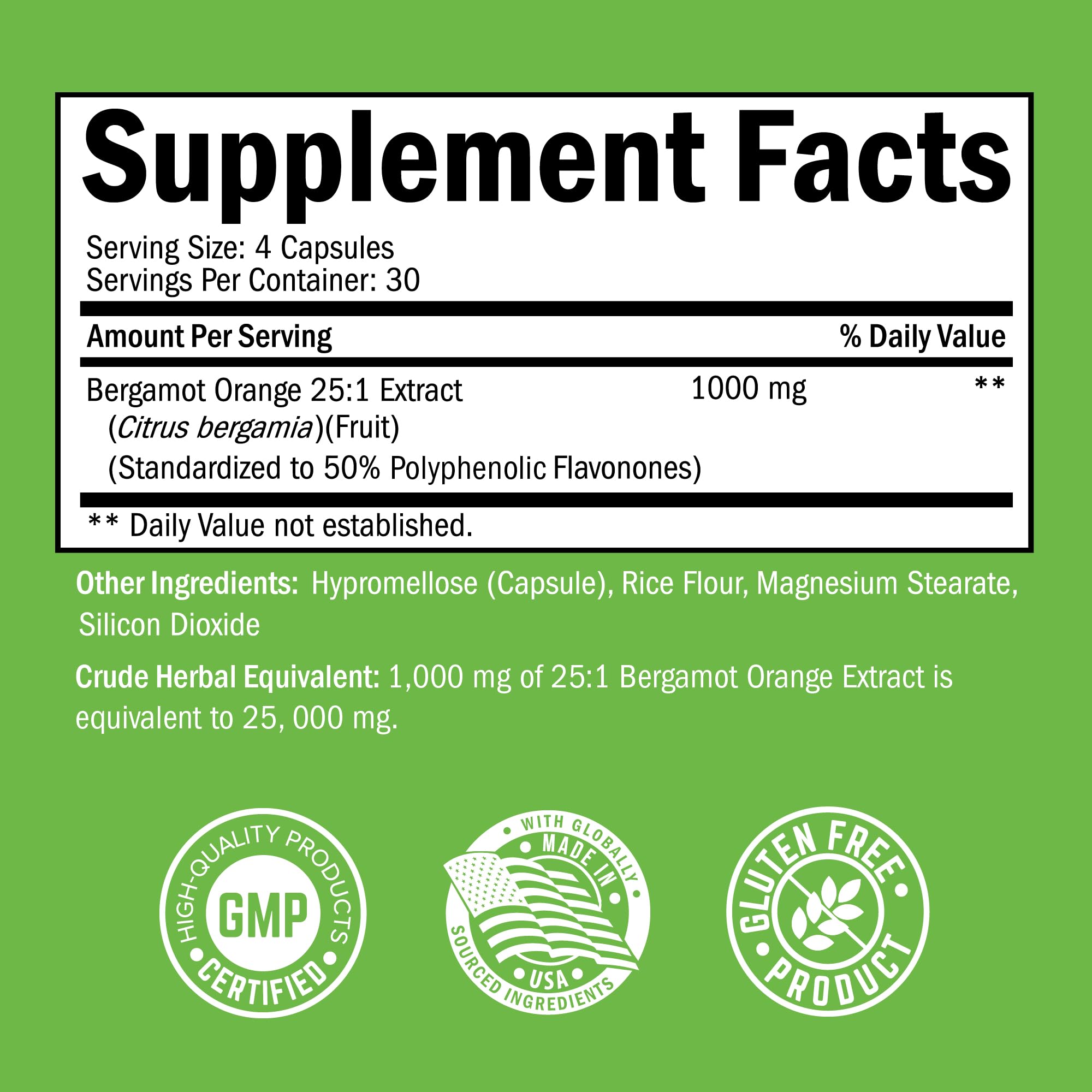 Premium quality Citrus Bergamot formula produced in a US cGMP facility